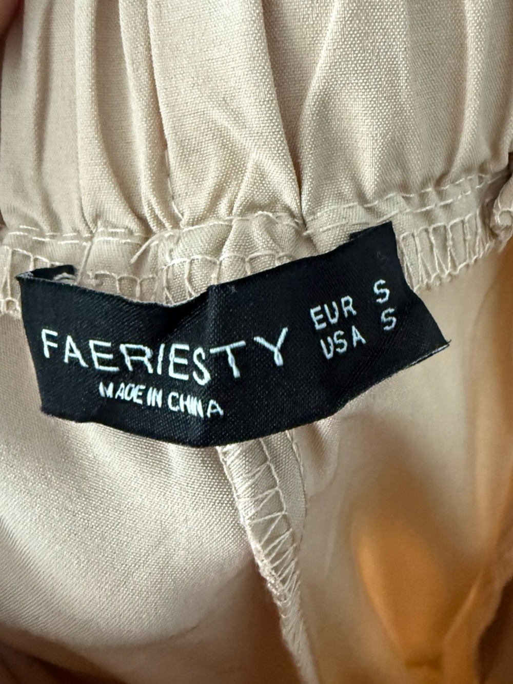 🤎 FAERIesty Neutral Two Piece Set Tiered Wide Leg Pants Crop Top Boho Chic Sz S - Picture 11 of 14